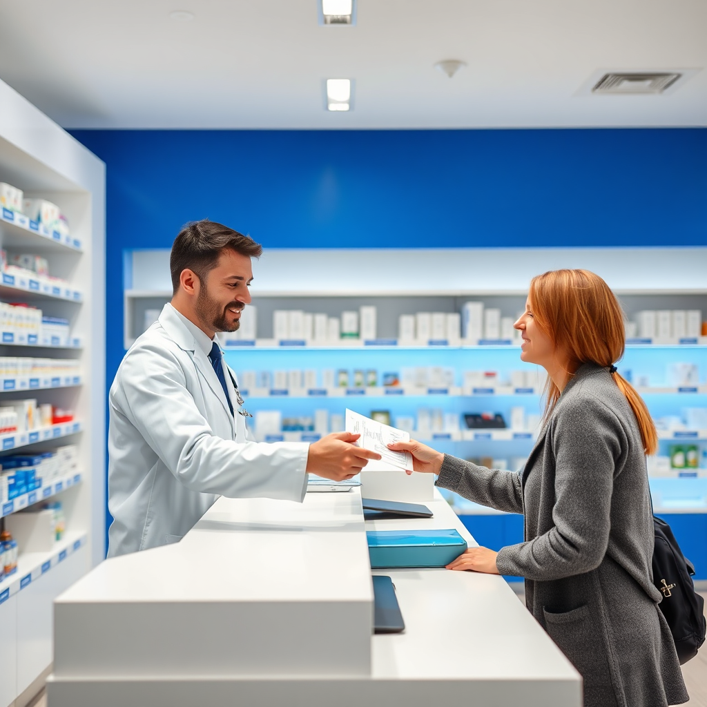 Pharmacy counter with medications